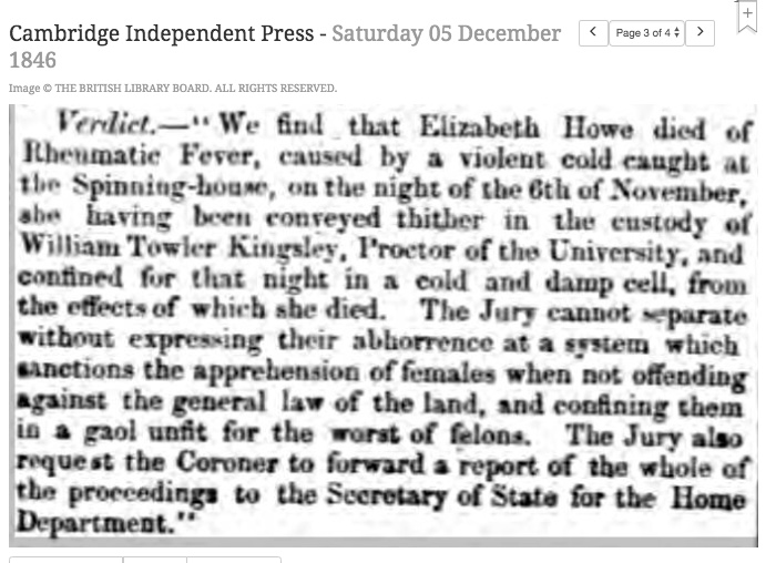 461205 Spinning House Elizabeth Howe Inquest 1846